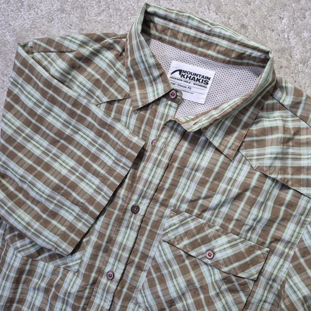 Mountain Khakis Scrambler Shirt Mens Large Green Performance Fishing Outdoor Dad